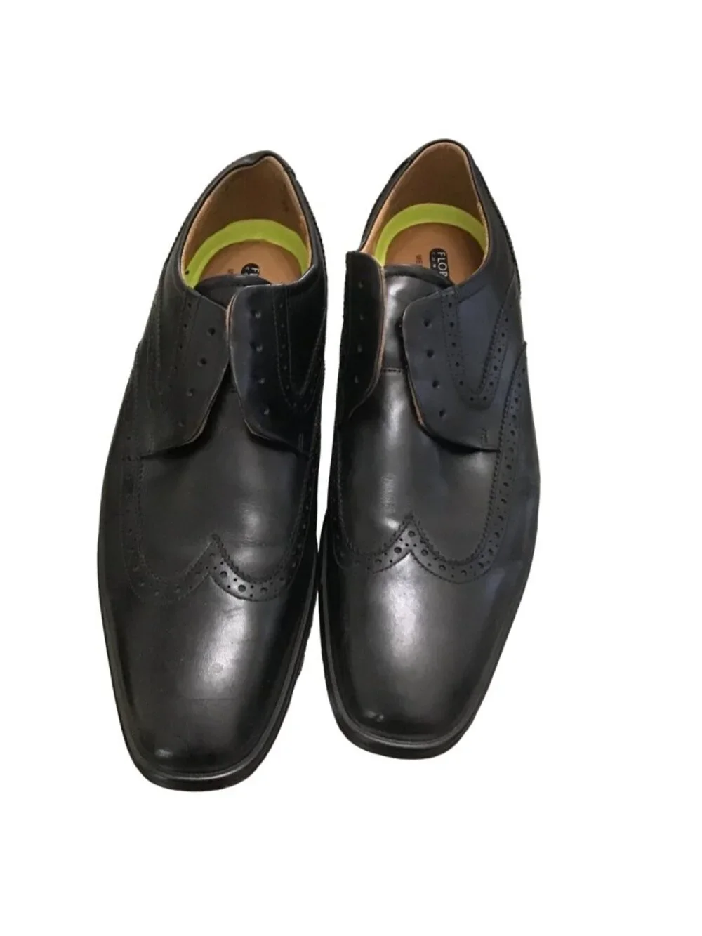 FLORSHEIM -MENS BLACK OXFORDS LEATHER UPPERS LACE UPCASUAL DRESS SHOES SIZE 11.5